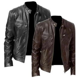 Men's Jackets Autumn Jacket Men Slim Retro Winter Jackets Male PU Leather Stand Collar Sportswear Suits Mens Bomber Coat 231020