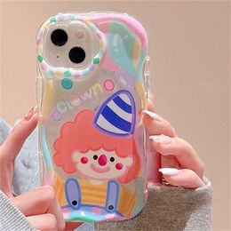 Cell Phone Cases Funny Cute INS Korean Clown Girl Wavy Clear Case For iPhone 11 12 13 14 Pro Max X XS XR Lovely Shockproof Soft Cover Funda 231021