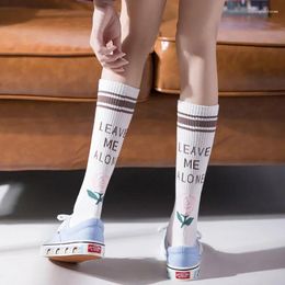 Women Socks 3 Pairs Harajuku Cute Calf Tide Flower Sock Trend Stockings Street Purple Skateboard High