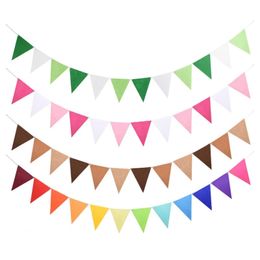 12 Flags Colorful Pennant Flags Felt Banner Bunting String Triangle Flag Party Celebrations Shops Decorations Baby Shower Wedding Events Classroom Garland HW0108