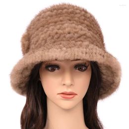 Berets Handmade Autumn Winter Women Genuine Knitted Hats Lady Warm Caps VF7043