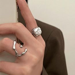 Cluster Rings Trend Vintage Silver Colour Finger Irregular Hollow Branches Adjustable For Women Girls Fine Party Jewellery