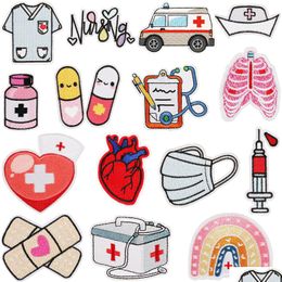 Notions Doctor Iron Ones Medical Red Cross Embroidered Sew On Ambance Nurse Cap Appliques Badge For Diy Clothing Backpack Jackets D