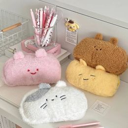 Cute Cartoon Plush Student Girls Pencil Case Ladies Travel Storage Bags Portable Women Cosmetic Bag Simple Clutch Purse Handbags