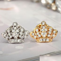 Pins Brooches Bk Price Fl Diamond Crown Mini Brooch Couple Coor Fashion Mens Womens Suit Shirt Button Collar Pins Jewellery Drop Deliv Dhxpn