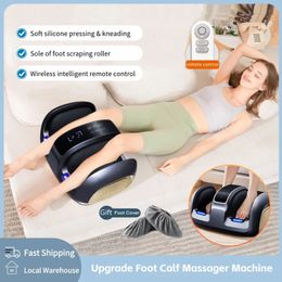 Foot Massager Luxury Electric Foot Massager Kneading Roller Scraping For Calf Leg Ankle Pain Relief Airbag Compress Warm Heated Remote Control 231020