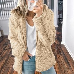 Men's Hoodies Sweatshirts Mens Women Autumn Winter Zipper Plush Female Casual Loose Soft Hooded Cardigan Faux Fur Solid Coat