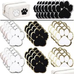 Notions Self Adhesivees Cute Dog Paw Embroidered Iron On Sewing Chenille Stickers For Clothes Shoes Hat Bag Backpack Decor Drop Deli