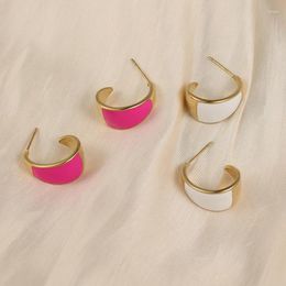 Stud Earrings Stainless Steel White Enamel Earings For Women Luxury Korean Style Accessories Piercing Fashion Gold Plated Vintage Jewellery