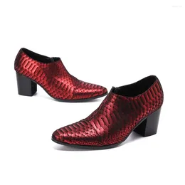 Dress Shoes Italian Patent Leather Mens Formal High-Top Zipper Pointed High Heels