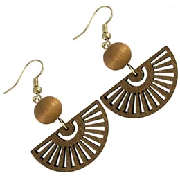 Dangle Earrings Fan Women Fashion Jewellery Wooden Womens Teen Girls Advanced Fashionable