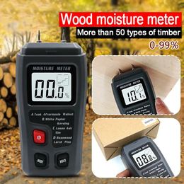 Moisture Meters EMT01 Two Pins Digital Wood Moisture Meter 0-99.9% Wood Humidity Tester Timber Damp Detector with Large LCD Display 231020