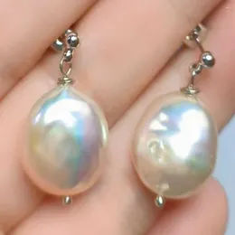 Dangle Earrings 15-16MM Natural Baroque White Coin Pearl 14K Freshwater Fashion Aquaculture Year CARNIVAL Accessories Lucky