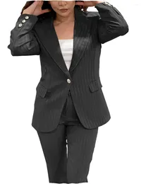 Men's Suits Blazer Pants Women Stripped Two Piece Set Office Ladies Business Single Buttons Slim Fit Formal Suit