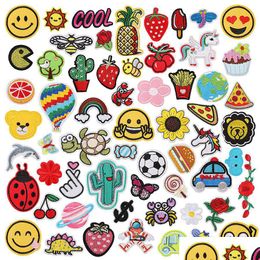 Sewing Notions 60 Pcs Fruits Cartoon Applique Embroidered On Kids Clothes Diy Iron Ones For Clothing Stickers Animal Drop Delivery