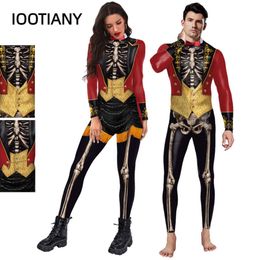 Halloween Party Unisex Skeleton Cosplay Costume 3D Printed Jumpsuits Zentai Elastic Bodysuit Sexy Long Sleeve Catsuits