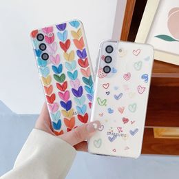 Cell Phone Cases Cute Cartoon Love Heart Case for Samsung Galaxy S23 S22 S21FE S20 Ultra Plus Leopard Daisy Shell Clear Soft Silicone Cover 231021