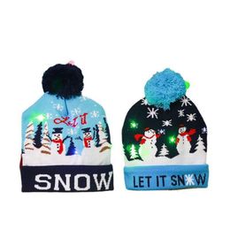 Christmas Hat Fashion For Kids And Adults Christmas Decorative Hat LED Luminous Knitted Hat Warm Hair Ball Tube Vacuum Compression