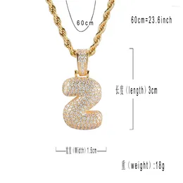 Pendant Necklaces 2023 Cubic Round CZ Number 0-9 Style Zircon Necklace Mirco Pave Prong Setting For Men Hip Hop Fashion Jewellery BP141