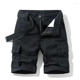 Men's Shorts Summer Classic Fitted Cargo Multiple Pockets Fashion Casual Cotton Solid Color Male Khaki Black Grey