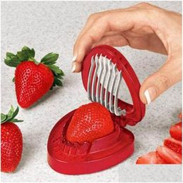 Other Home & Garden Stainless Steel Vegetable Fruit Carving Tools Portable Stberry Slicer Salad Cutter Kitchen Decor Gadgets Diy Hand Dhj1F