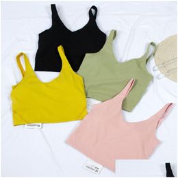 Yoga Outfit Lu-088 Classic Fitness Womens Yoga Bra Butter Soft Women Sport Tank Gym Crop Vest Beauty Back Shockproof With Removable Ch Dhcyd