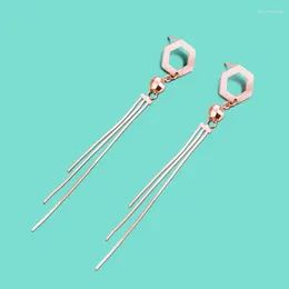 Dangle Earrings Fashion Geometric Elements Hexagonal Tassel Pendant S925 Sterling Silver Material Rose Gold Design Advanced Jewellery