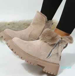 Women Ankle Snow Boots Winter Warm Plush Shoes Fashion Designer Platform Boots Gladiator Non-slip Flats