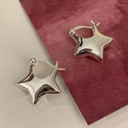 Hoop Earrings 925 Sterling Silver Needle Vintage Star For Women Simple Color Jewelry Party Accessories Gift