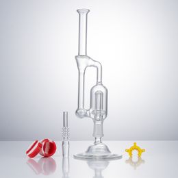 GB007 Nectar Collector Kit Approx 8.9 inch Glass Philtre Pipe Bubblers With 14mm Ti-tips or Quartz Banger Nail beaker base Vortex Glass Bong Recycler Oil Rig