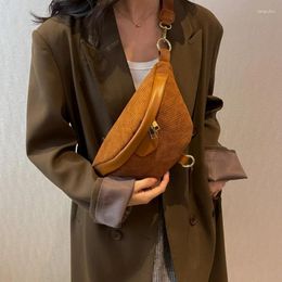 Waist Bags Women's Bag Trend Casual Corduroy Belt Bananas Shoulder Designer Chest Female Handbag Shopper Simple Purse Pouch