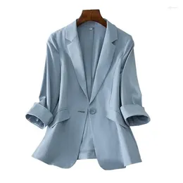 Women's Suits Women Blazer 2023 Spring Summer Casual Temperament Three-Quarter Sleeve Thin Jacket Office Ladies Work Blazers Coat