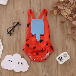 Rompers 0-24M Born Baby Girls Boys Jumpsuits Halloween Pattern Print Sleeveless Straps Infant Clothes Backless Bodysuits