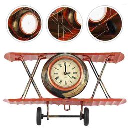 Table Clocks Statue Decor Bedside Room Desk Dorm Small Plane Decorative Retro Style Mantel