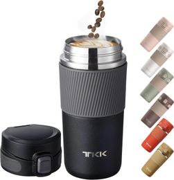 Mugs Insulated Coffee Travel Mug Double Wall Leak-Proof Thermos Vacuum Reusable Stainless Steel Tumbler 450ML Black 231020