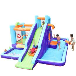 Portable Water Slide For Pool Inflatable WaterSlide Park Bounce House Castle Party House Splashing Pool Blow Up for Kids Backyard Ball Shooting Climbing Jumping Fun