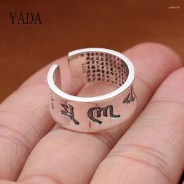 Cluster Rings YADA GIFTS Six Word Mantras Amulet For Men&women Hollow Couples Ring Lotus Sanskrit Buddhist Mantra Jewellery RG200008