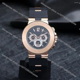 Wristwatches 2023 Mens Watches Top Automatic Mechanical Wristwatch Rubber Strap Rose Gold Black Dial Relogios Masculino