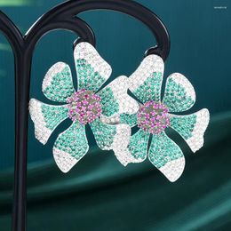 Dangle Earrings Soramoore Luxury Shiny Flower For Women Wedding Party CZ Dubai Bridal Boucle D'oreille Trendy Jewellery Gift