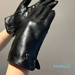 Woman Real Leather Gloves Autumn Winter Warm Five Fingers Gloves Soft Fleece Gloves For Driving Cycling Walking