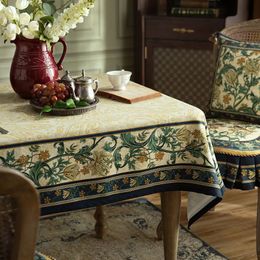 Table Cloth American Retro Tablecloths Luxury Cotton Linen Coffee Highquality Wedding Waterproof Rectangular Cover 231020