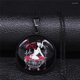 Pendant Necklaces Gothic Stainless Steel Chain Necklace Women Black Colour Female Vampire Jewellery Collar Acero Inoxidable NXS07