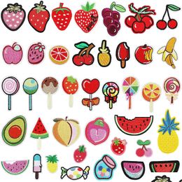 Notions 40 Pieces Assorted Styles Iron Ones Fruits Candy Embroidered Sew On Decorative Applique For Diy Jean Jackets Shirts Bag Dro