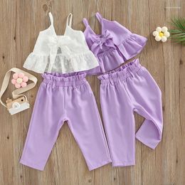Clothing Sets Toddler Baby Girl Summer Clothes Set Sleeveless Ruffle Vest Tank Top Elastic Waist Long Pants Trousers Outfits