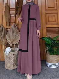 Ethnic Clothing Women Middle East Abaya Dresses Islamic Patchwork Turkey Caftan Puff Sleeve Long Dress Saudi Muslim Plain