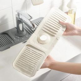 Kitchen Faucets 24 X 5.5 Inch Sink Splash Guard Longer Rectangular Sponge Holder Silicone Light Grey Faucet Mat Soft Home Gadgets