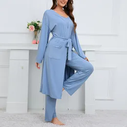 Women's Two Piece Pants Autumn Winter Home Three Vest Long Sleeve Cape Jacket Wide Leg Casual Set Pant Coat All Romper Stretch Suit