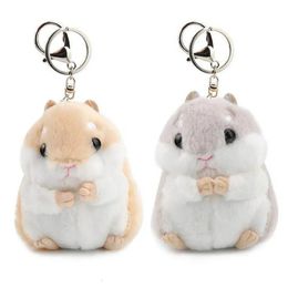 Plush Keychains Kawaii Cute Soft Hamster Keyrings Faux Rabbit Fur Pompom Fluffy Trinkets Car Handbag Pendant Key Chian Ring Holder 231020