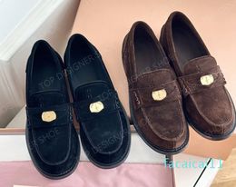 Designer Gold coin Loafers Women's Dress Shoes Moccasins Leather Flats Platform Casual Shoes Return to the ancients