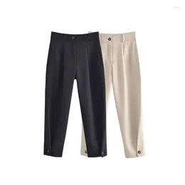 Women's Pants Summer Clothing All-match Fashion High-waisted Wide-leg Casual Trousers With Closed Feet